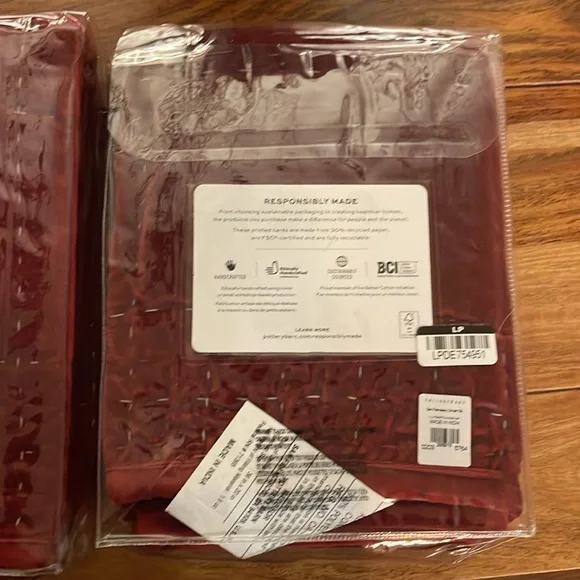Pottery Barn Velvet Box Stitch King Size Sham - Rich Red set of two - Picture 7 of 8